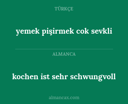 kochen ist sehr schwungvoll - yemek pişirmek cok sevkli