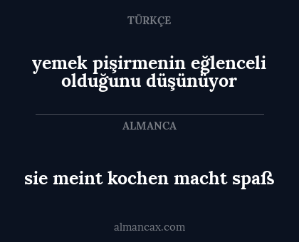yemek pişirmenin eğlenceli olduğunu düşünüyor - sie meint kochen macht spaß