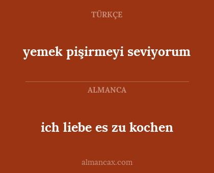 ich liebe es zu kochen - yemek pişirmeyi seviyorum