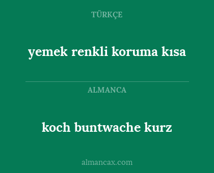 koch buntwache kurz - yemek renkli koruma kısa