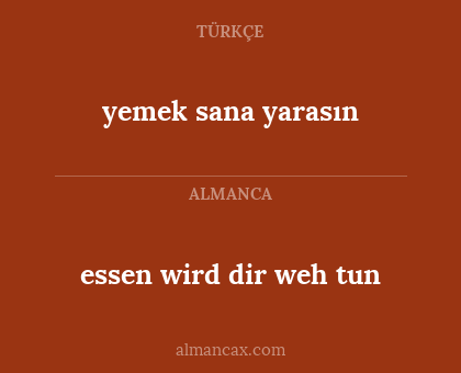essen wird dir weh tun - yemek sana yarasın