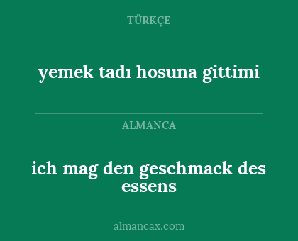 ich mag den geschmack des essens - yemek tadı hosuna gittimi