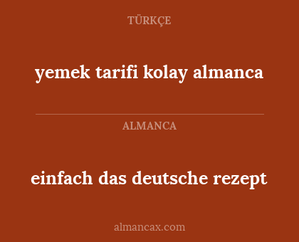 einfach das deutsche rezept - yemek tarifi kolay almanca