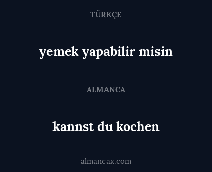 kannst du kochen - yemek yapabilir misin