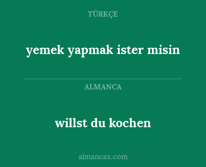 yemek yapmak ister misin - willst du kochen