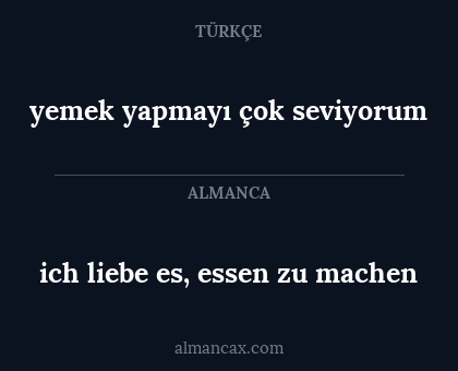 yemek yapmayı çok seviyorum - ich liebe es, essen zu machen