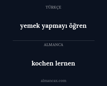 kochen lernen - yemek yapmayı öğren