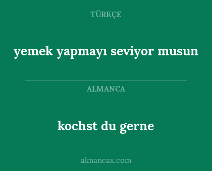 kochst du gerne - yemek yapmayı seviyor musun