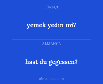hast du gegessen? - yemek yedin mi?