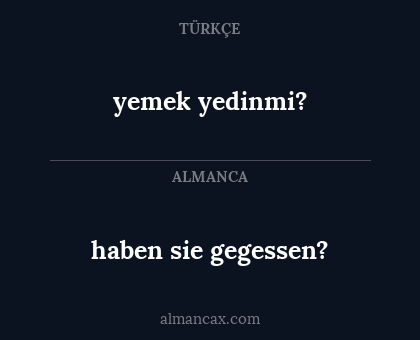 yemek yedinmi? - haben sie gegessen?
