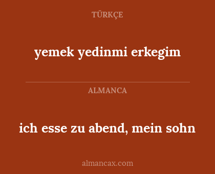 ich esse zu abend, mein sohn - yemek yedinmi erkegim
