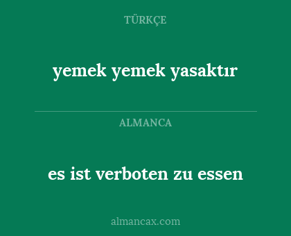 es ist verboten zu essen - yemek yemek yasaktır