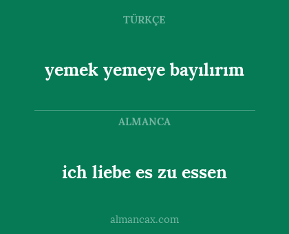 ich liebe es zu essen - yemek yemeye bayılırım