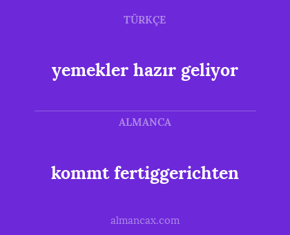 kommt fertiggerichten - yemekler hazır geliyor