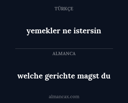 yemekler ne istersin - welche gerichte magst du
