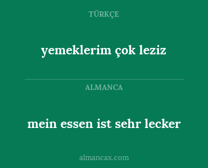 yemeklerim çok leziz - mein essen ist sehr lecker