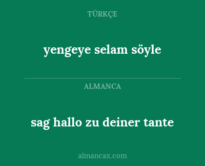yengeye selam söyle - sag hallo zu deiner tante