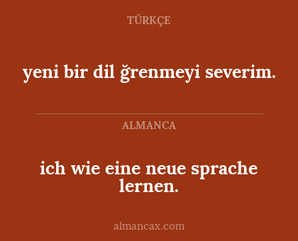yeni bir dil ğrenmeyi severim. - ich wie eine neue sprache lernen.
