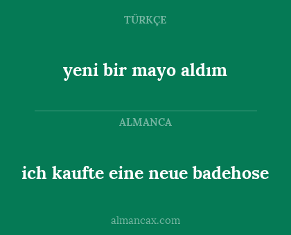 yeni bir mayo aldım - ich kaufte eine neue badehose