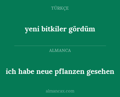 yeni bitkiler gördüm - ich habe neue pflanzen gesehen