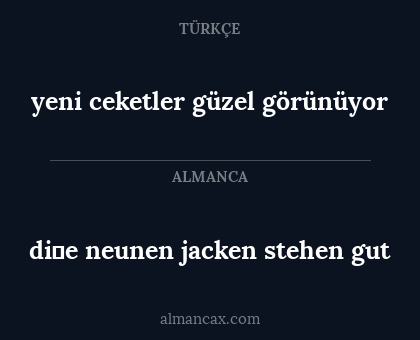 di̇e neunen jacken stehen gut - yeni ceketler güzel görünüyor