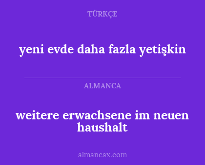 weitere erwachsene im neuen haushalt - yeni evde daha fazla yetişkin