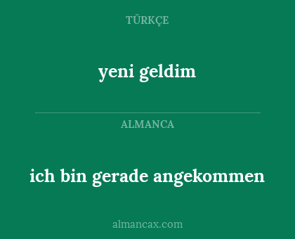 ich bin gerade angekommen - yeni geldim