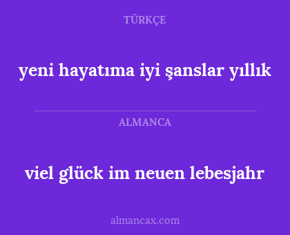 viel glück im neuen lebesjahr - yeni hayatıma iyi şanslar yıllık