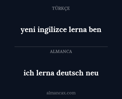 ich lerna deutsch neu - yeni ingilizce lerna ben