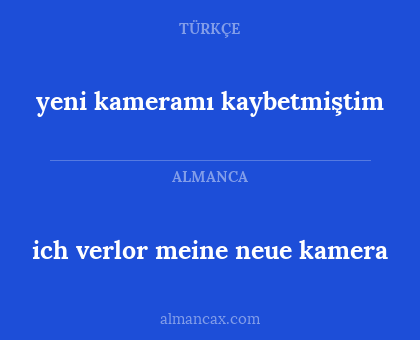 ich verlor meine neue kamera - yeni kameramı kaybetmiştim