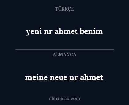 yeni nr ahmet benim - meine neue nr ahmet