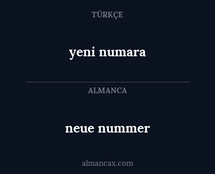neue nummer - yeni numara