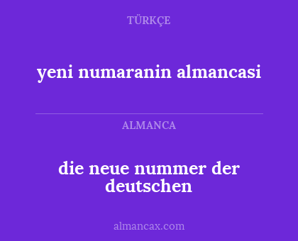 yeni numaranin almancasi - die neue nummer der deutschen