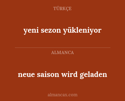 yeni sezon yükleniyor - neue saison wird geladen