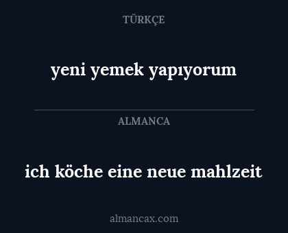 ich köche eine neue mahlzeit - yeni yemek yapıyorum
