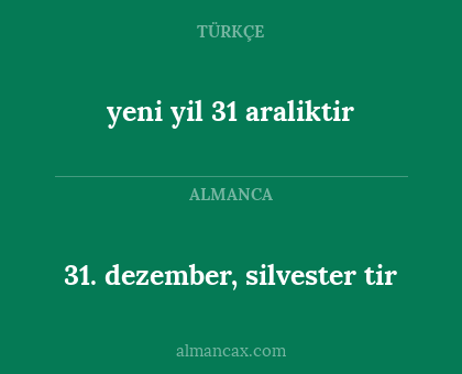 31. dezember, silvester tir - yeni yil 31 araliktir