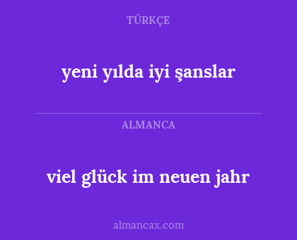viel glück im neuen jahr - yeni yılda iyi şanslar