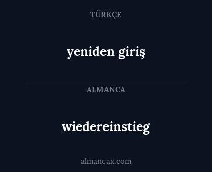 wiedereinstieg - yeniden giriş