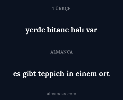 yerde bitane halı var - es gibt teppich in einem ort