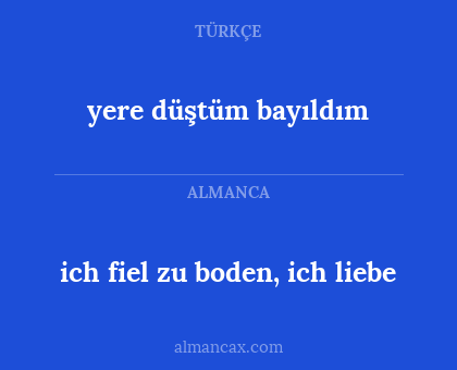 ich fiel zu boden, ich liebe - yere düştüm bayıldım