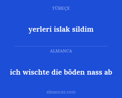 yerleri islak sildim - ich wischte die böden nass ab
