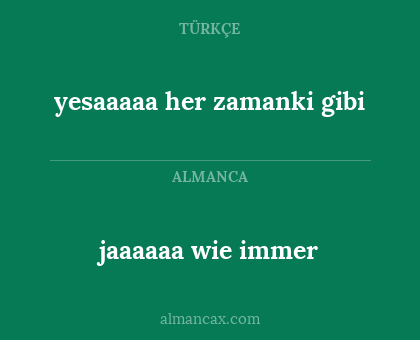 jaaaaaa wie immer - yesaaaaa her zamanki gibi