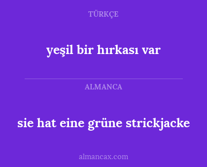 yeşil bir hırkası var - sie hat eine grüne strickjacke