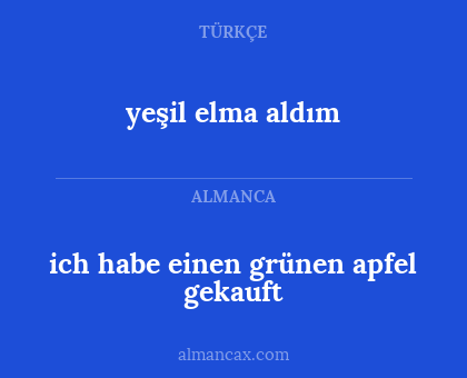 yeşil elma aldım - ich habe einen grünen apfel gekauft