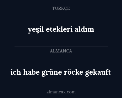 yeşil etekleri aldım - ich habe grüne röcke gekauft