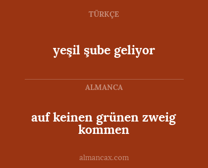 auf keinen grünen zweig kommen - yeşil şube geliyor