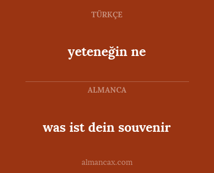 was ist dein souvenir - yeteneğin ne