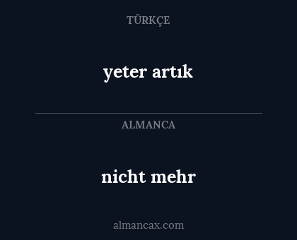 yeter artık - nicht mehr