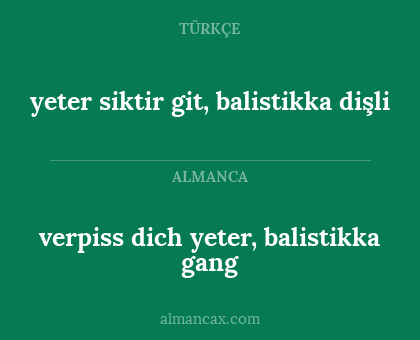 verpiss dich yeter, balistikka gang - yeter siktir git, balistikka dişli