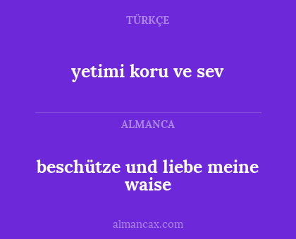 beschütze und liebe meine waise - yetimi koru ve sev